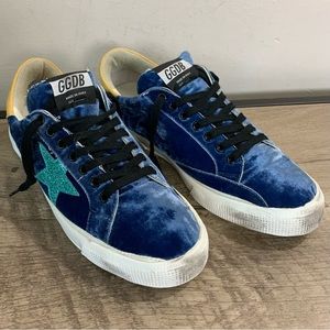 GGDB GOLDEN GOOSE May BLUE VELVET Star LOW TOP Designer SNEAKERS Shoes  41  MINT